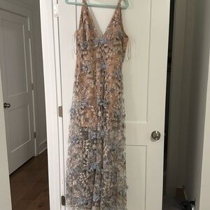 Dress the Population Sidney Deep-V Floral 3D Gown L